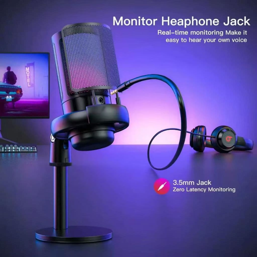 Microfone Condensador para mesa  Rgb Led Alta Sensibilidade Usb  para jogos ao vivo e desktop LAY-1070