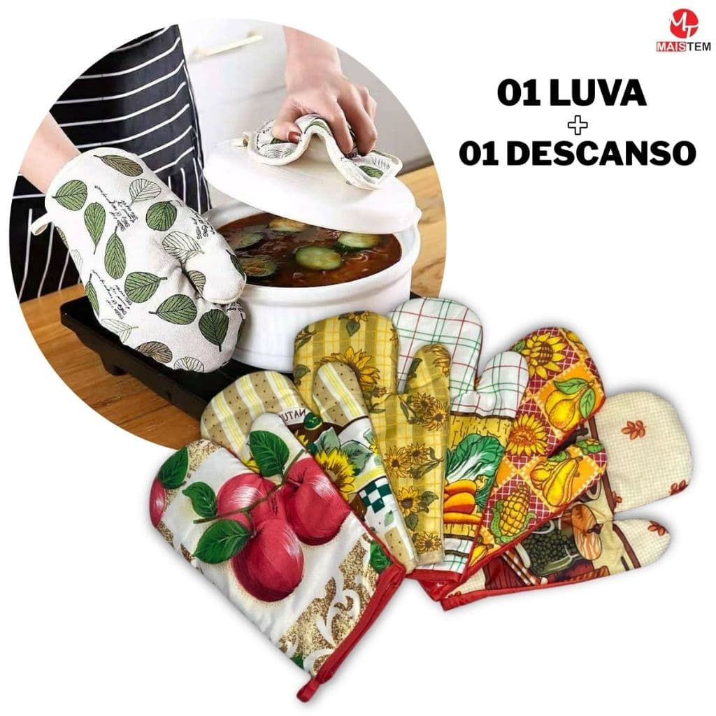 Luva Térmica Forno Fogão Micro-ondas Cozinha Quente Luva com Descanso de Panela Cozinha Utilidade
