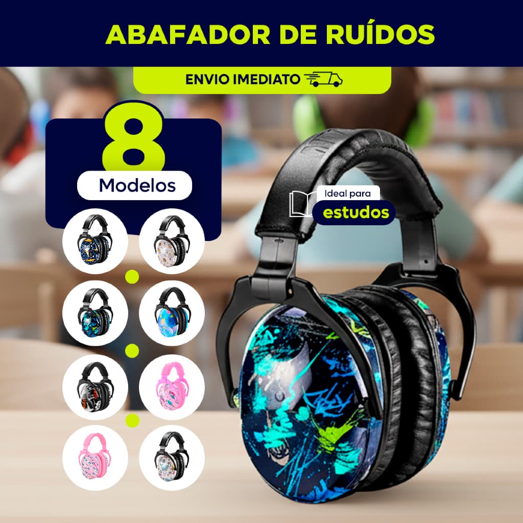 Fone Abafador de Som Ruidos Infantil para Autismo e TDAH Protetor Auditivo para Criança Autista Tea