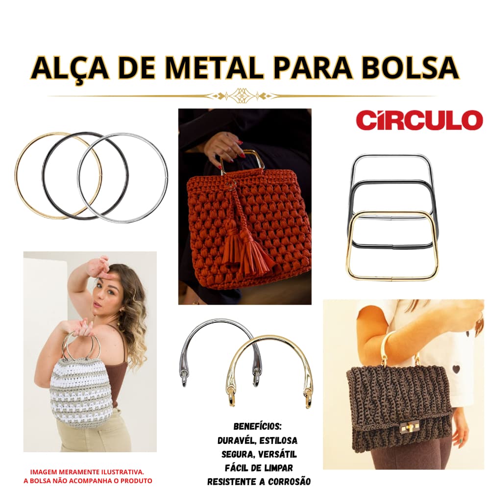 Alça de Metal p/ Bolsa Circulo (1 par)