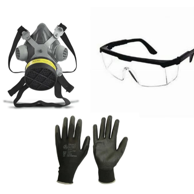 Kit Respirador 1/4 Facial 2001 Altec Luva Tatil SS1003 Multitato Oculos Sobrepor Protecao