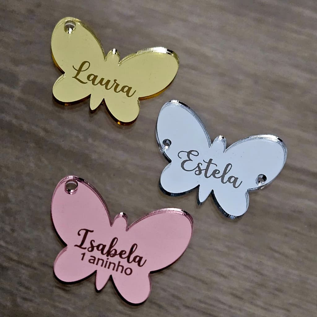 TAGS de Nomes Apliques Acrílico Para Laços E Tiara Borboleta 3,4cm