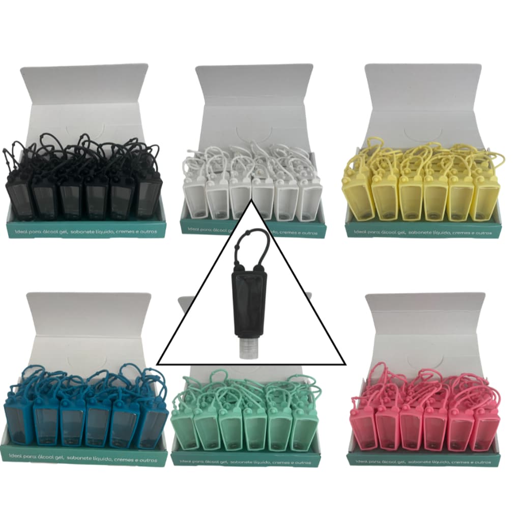 Kit 24 unidades Porta Álcool Gel Capa De Silicone Chaveiro Pendurar para Personalizar