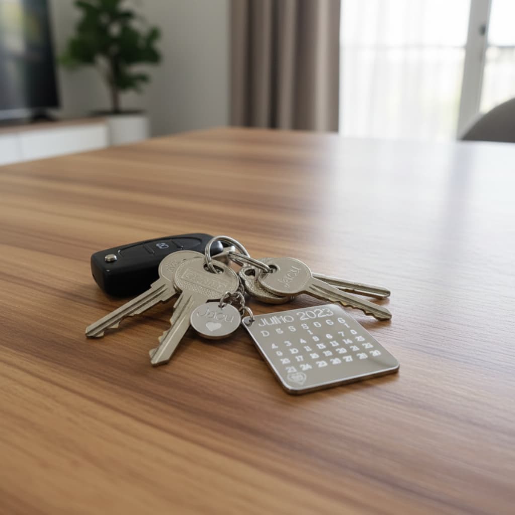 Chaveiro calendário luxo, kit 2 unidades calendário acrilico contemporâneo moderno prático