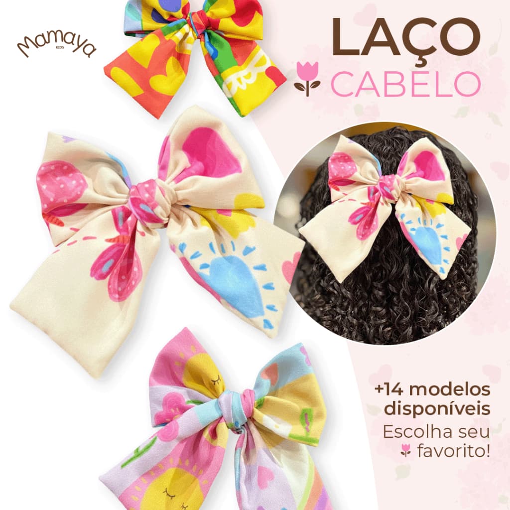 Laço Cabelo Infantil Tamanho Médio Colorido Acessório Premium Menina