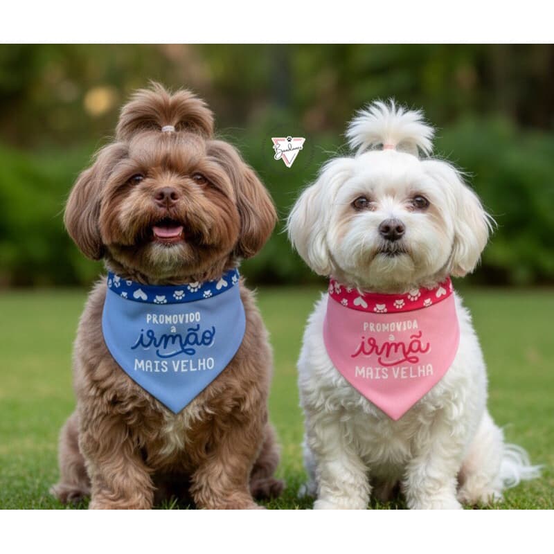 UNIDADE - Bandana pet dupla face - promovido a irmão mais velho, promovida irmã - cães, gatos, coelhos PRODUTO ARTESANAL