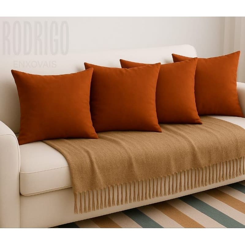 kit 4 Capas de Almofadas 40x40 Tecido Suede Liso  Zíper escondido