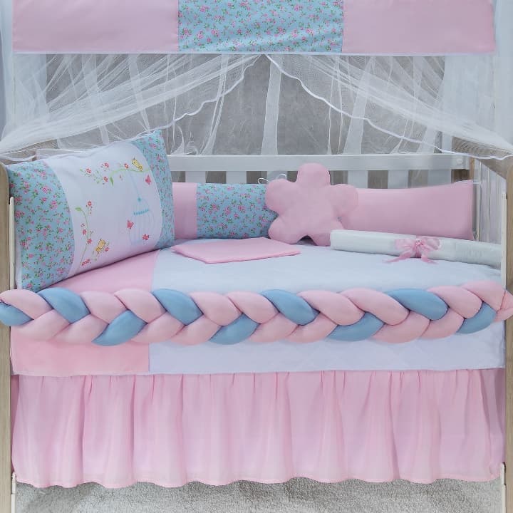 Kit Berço Padrão Americano 11 Peças Completo Menina Menino com Trança Protetora Conforto e Qualidade