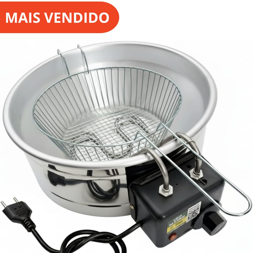 Fritadeira Elétrica Industrial Residencial 5L Tacho Redondo Batata Coxinha Frango Pastel Loja Nacional