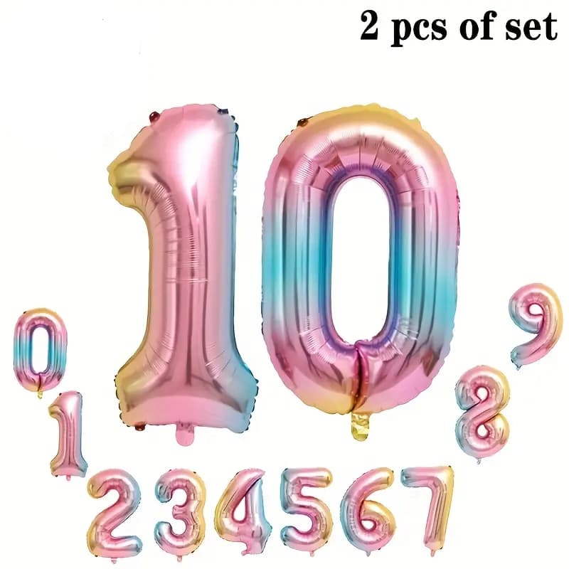 Kit 2 - Balão Bexiga De Número 32Pol 70CM Metalizado Grande Aniversário Festas Decorações Colorido