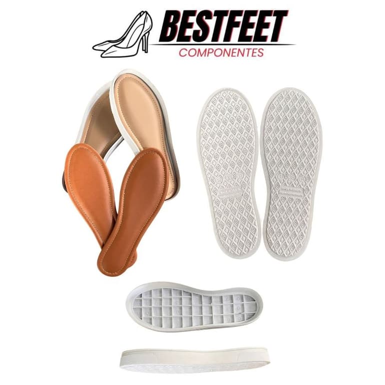 Kit 1 par Solado de Tênis PVC + 1 par Palmilha com Espuma Unissex | 33-40 | Branco