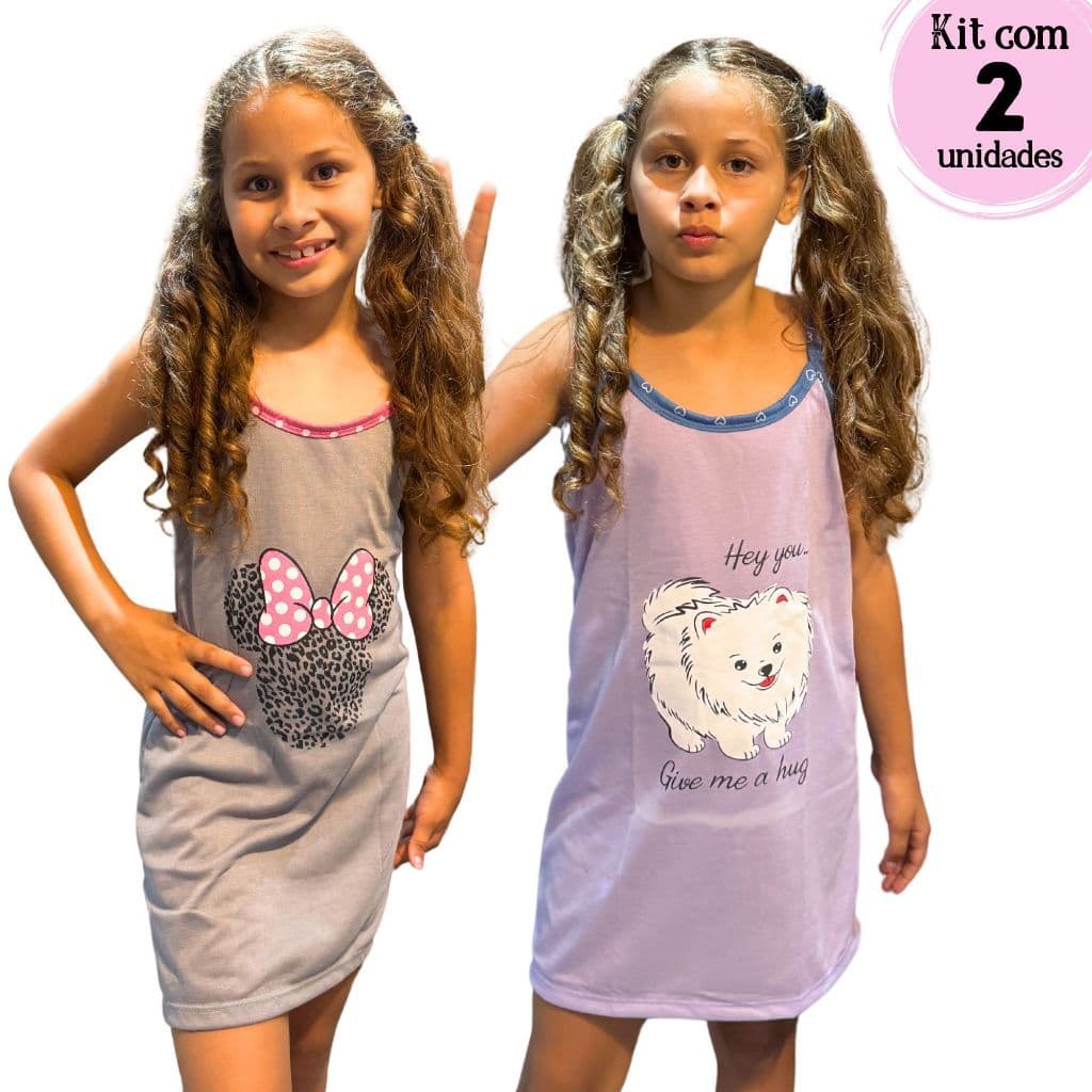 Kit com 3 Camisolas infantil alcinha em Malha Verão estampas sortidas