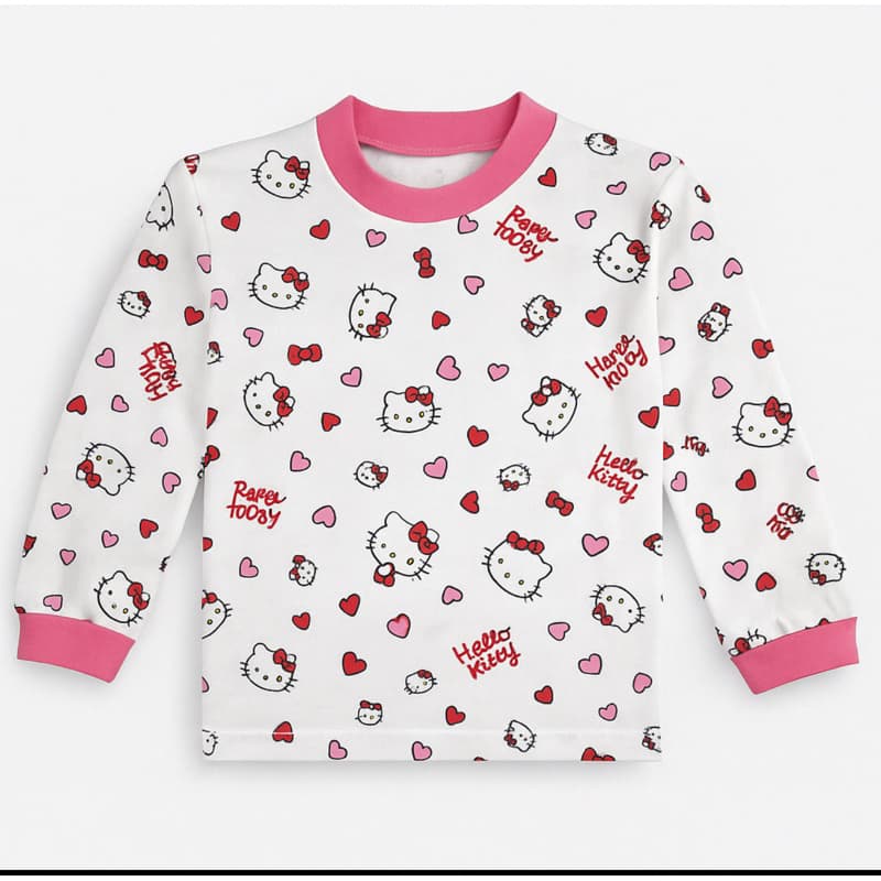 Pijama Hello Kitty infantil Feminino - 100% algodão - Gola Rosa