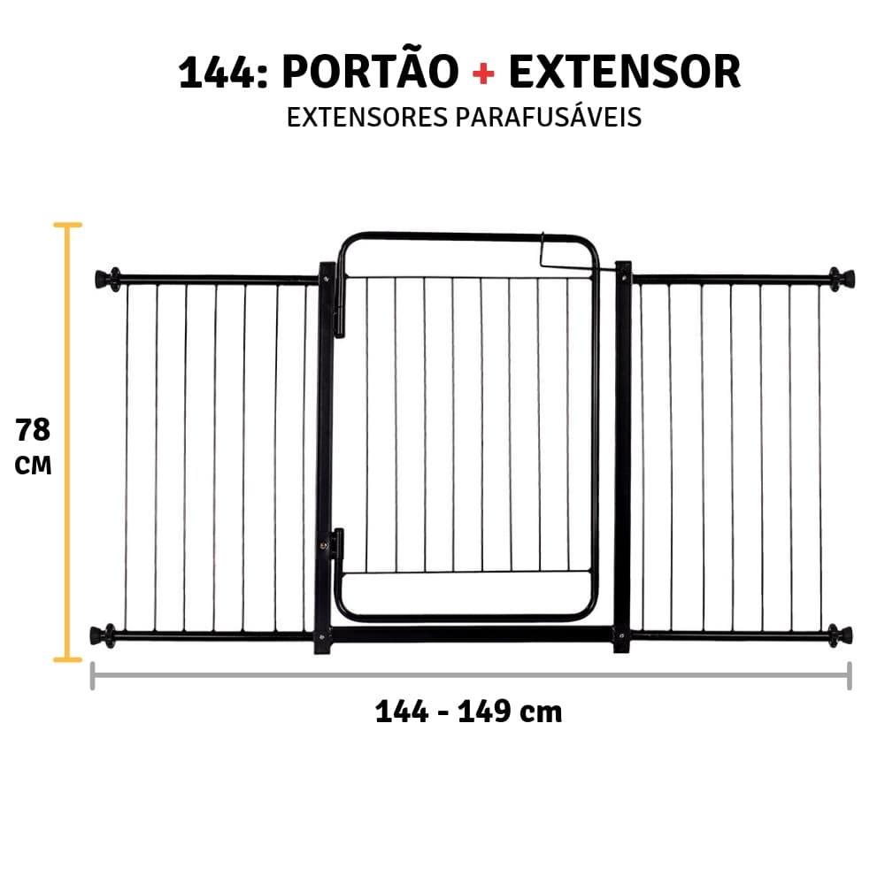 Grade Portão Proteção Pet Cachorro 144 A 149 Cm Criança Cães