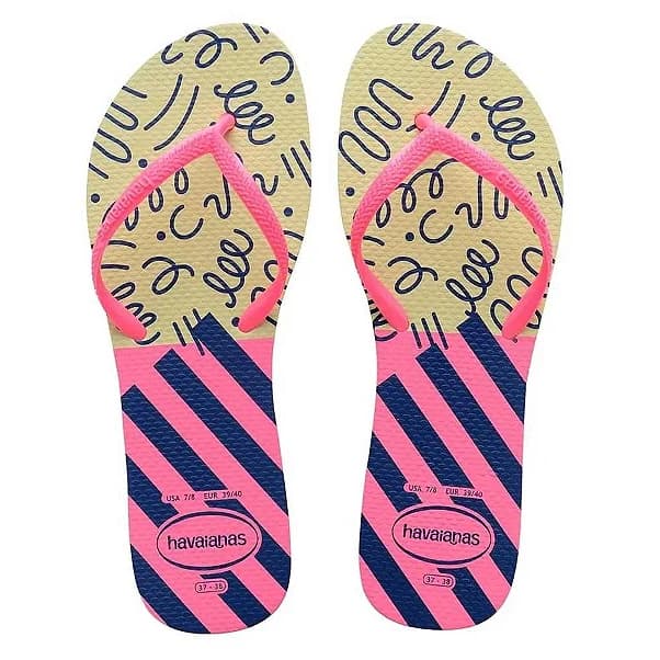 Chinelo Havaianas Flat Mix, Original - Lima e Bege