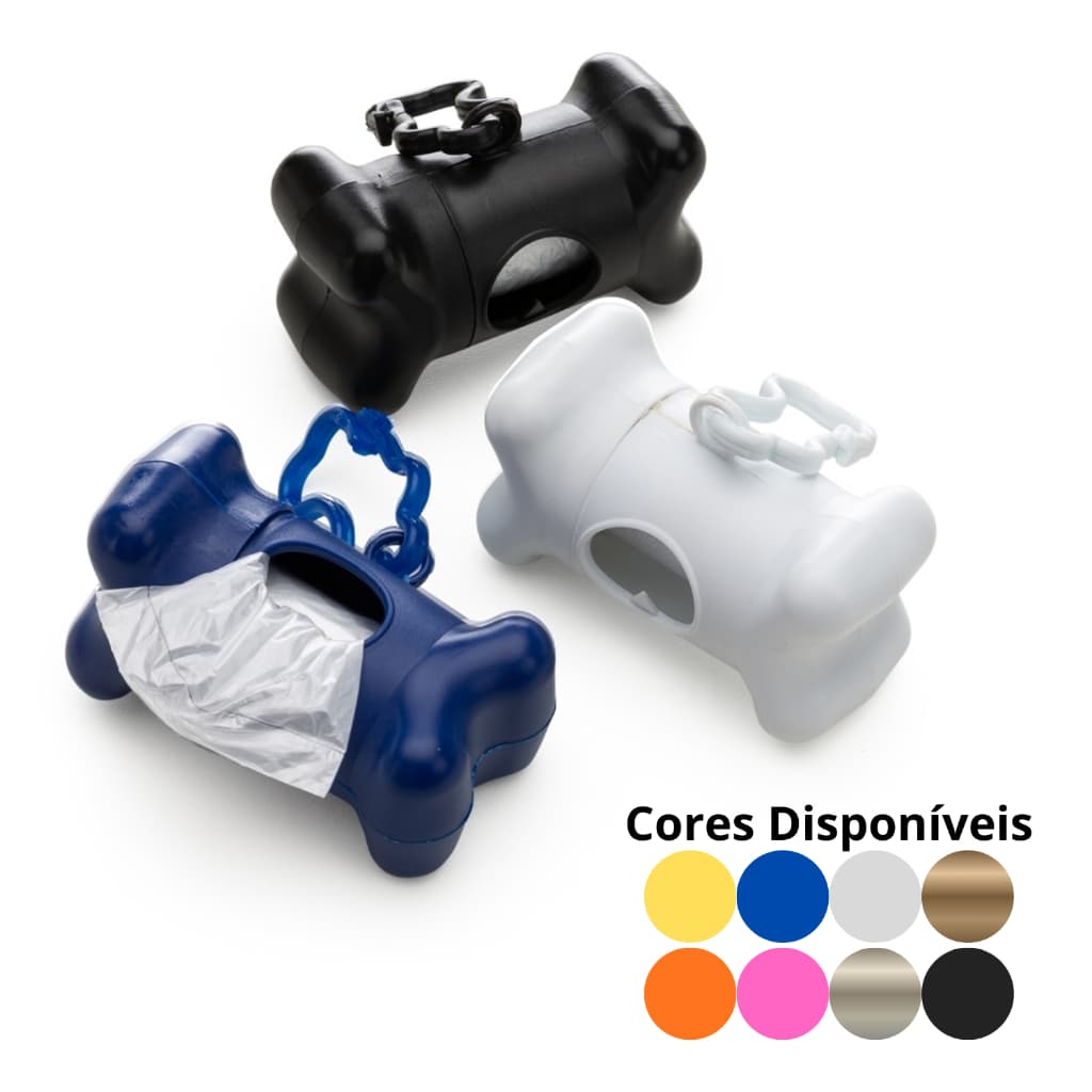 Kit Saquinho Coletor Pet em Formato de Osso com Mosquetão + Rolo de Saquinhos