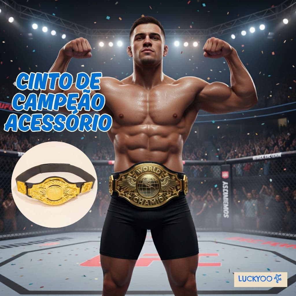 Cinturão de Campeão para Fantasia World Champ Dourado Acessório de Cosplay de Lutador Boxe e MMA Championship Americano