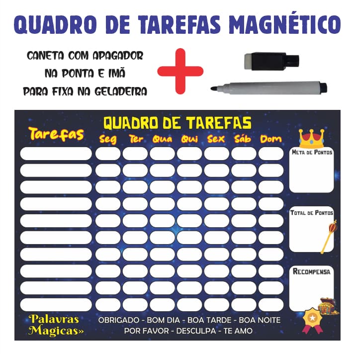 Quadro de Rotina Infantil com Imã Quadro de tarefas diárias Príncipe