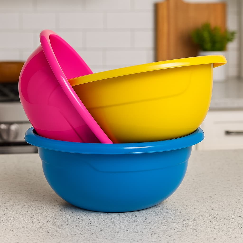 Bacia Saladeira 6L Plástico Reforçado Multiuso | Bowl Grande Massa Salada Kit 1/2/3/4 ou 5 Unidades