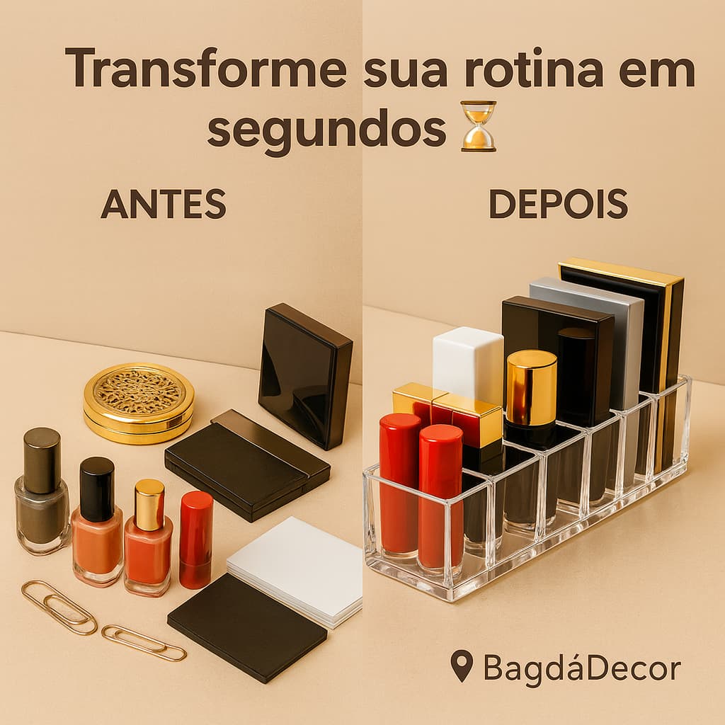 Organizador 8 Divisórias Para Maquiagem Acrílico Multiuso Porta Cosméticos Paletas Blush