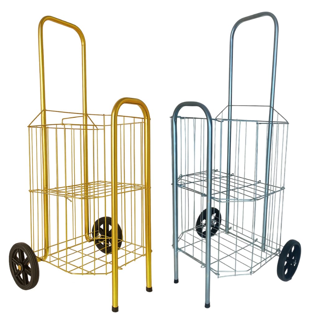 Carrinho de Feira Mão Compras Dobravel Madame Resistente Reforçado Dourado CSK 60 Kg