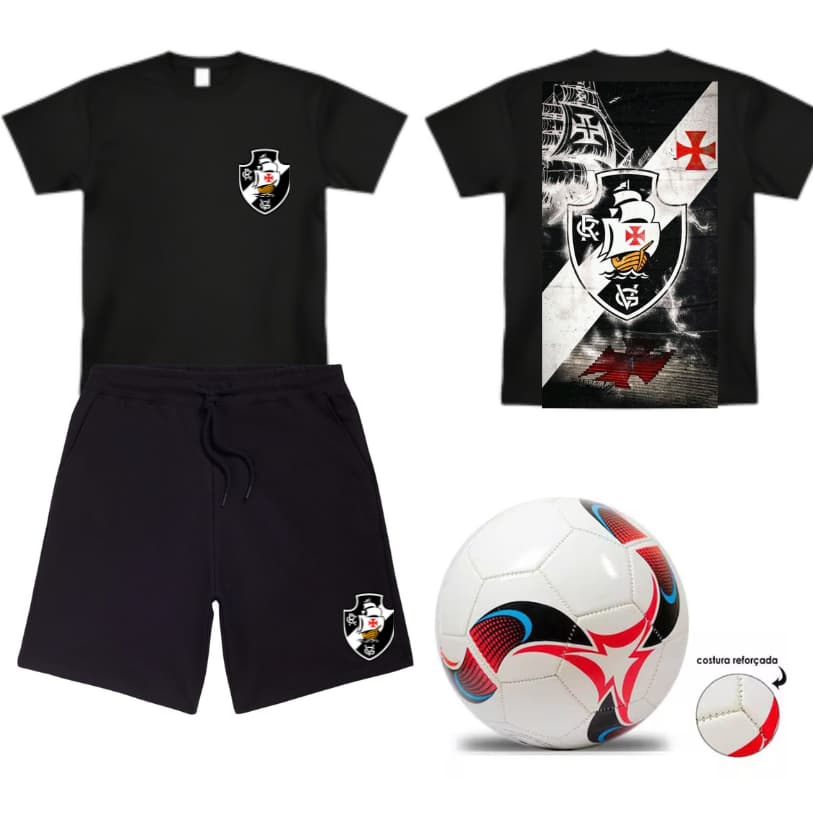 conjunto infantil camiseta personalizado camisa  14a 16 +bola futebol vasco=short
