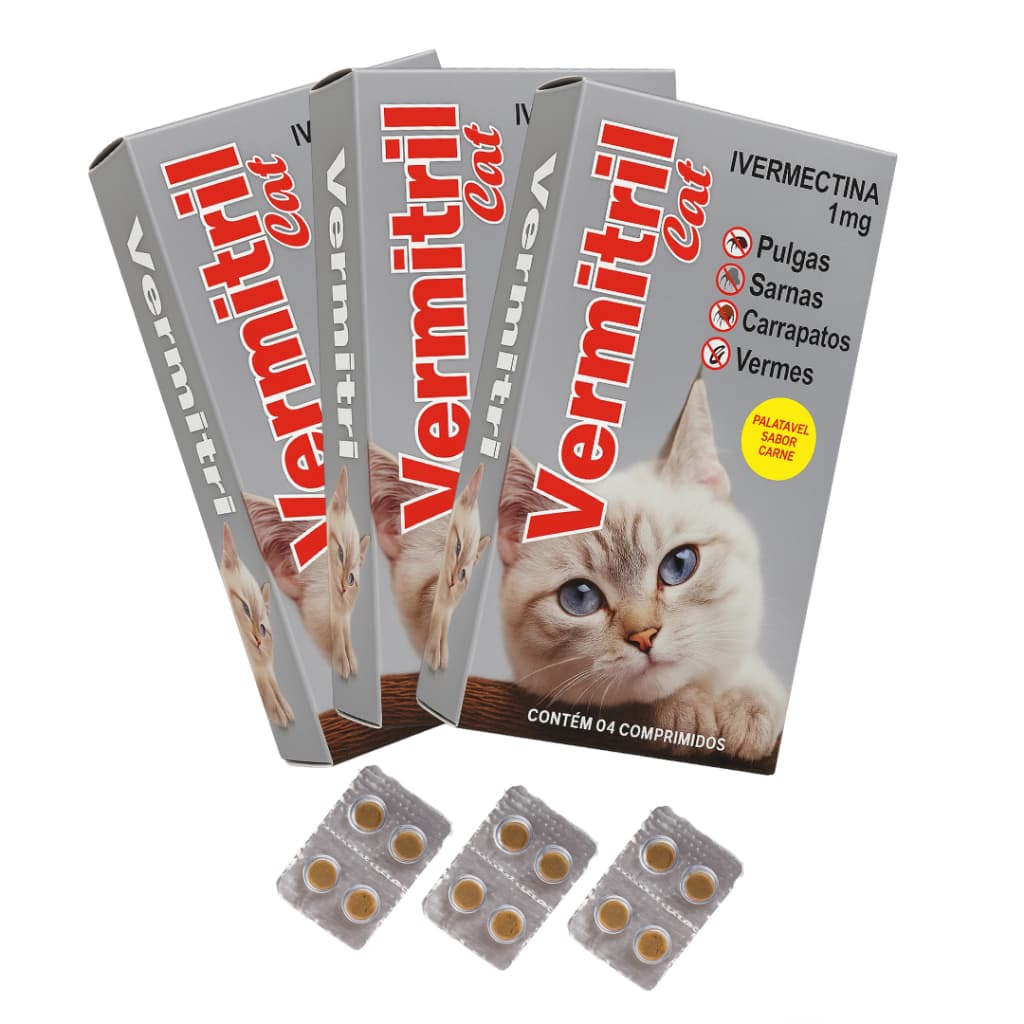 Remédio Anti Pulgas Gato – 12 comprimidos palatáveis de carne - Elimina e Previne Pulgas e Carrapatos