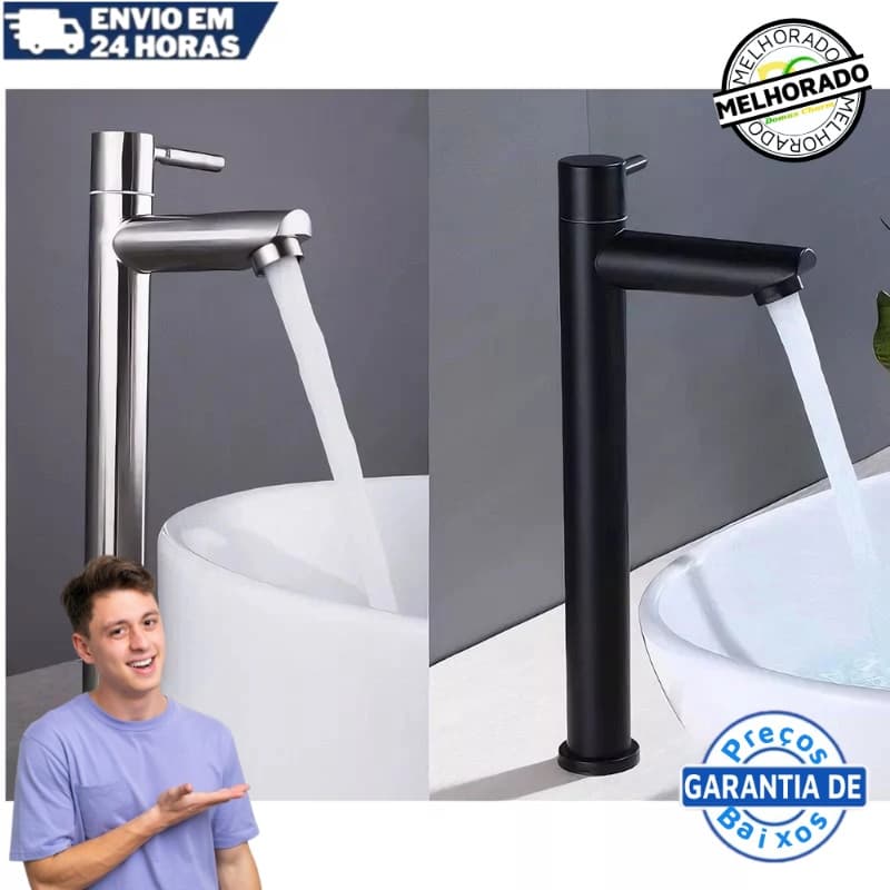 Torneira De Aço Inoxidavel Alto Qualidade Para Lavatorio De Banheiro preto/prata
