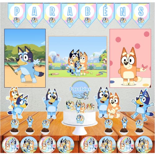 Kit Festa Blue, cachorrinho, festa em casa, escola decoração completa, Só um bolinho