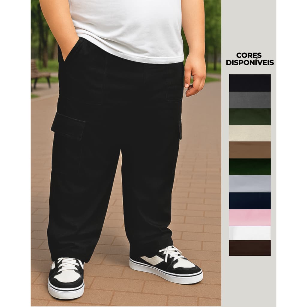 Calça Cargo Plus Size G1, G2, G3 em Sarja Moda Unissex