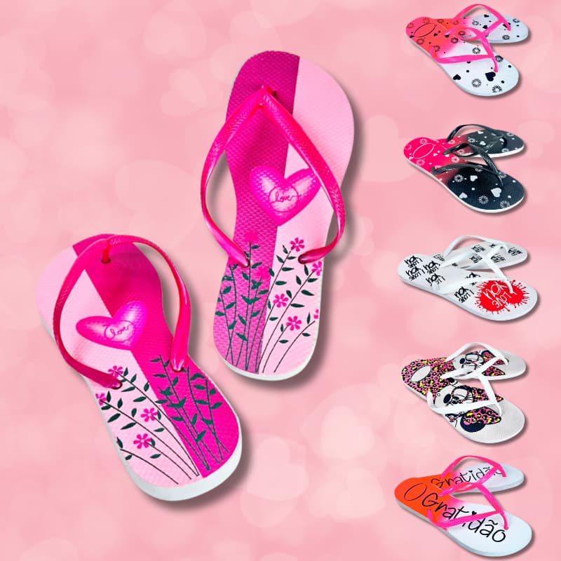 Chinelo Feminino Conforto Moda Estampado Moderno Várias Estampas Lindas Exclusivas