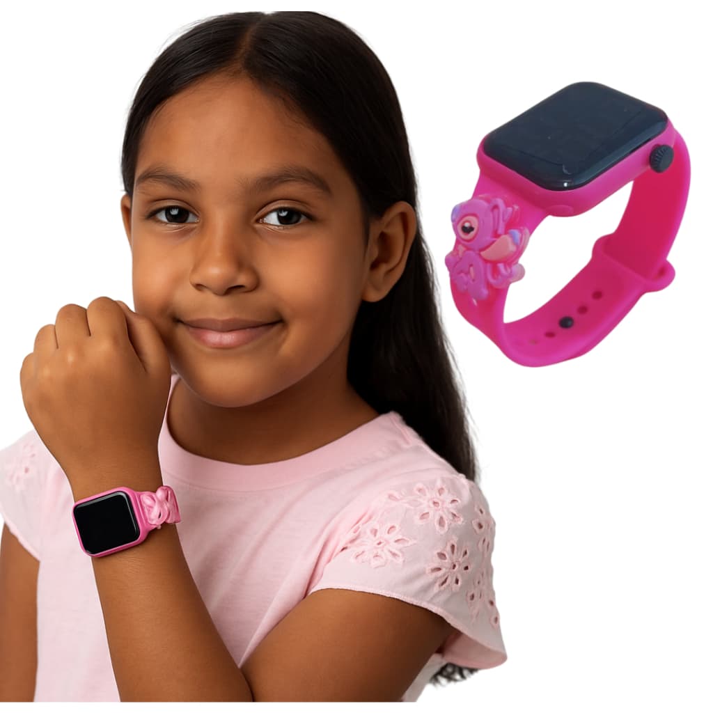 Relogio Infantil Digital Led Angel Stitch Quadrado  Disney Meninas Feminino
