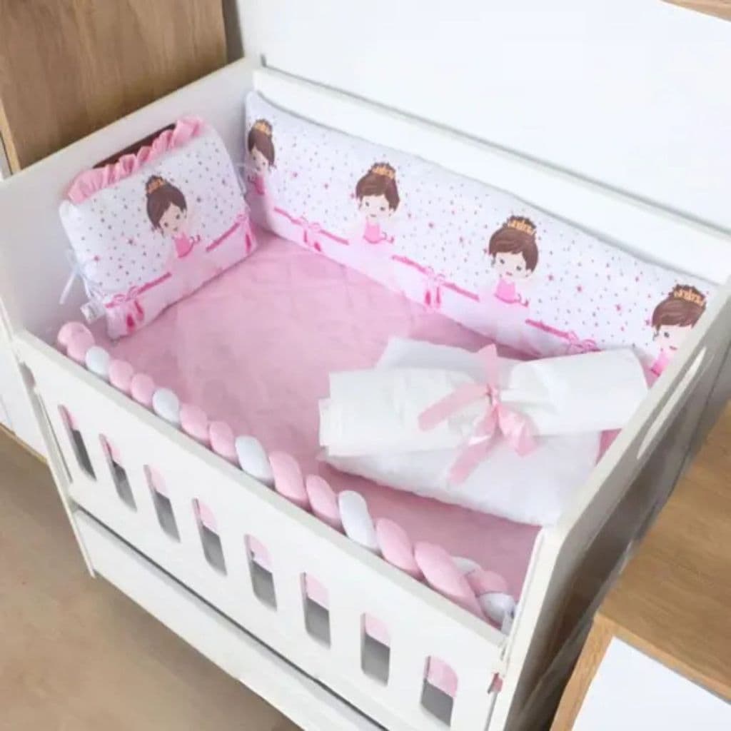 Kit Mini Berço Bailarina 10 Peças Luxo – Enxoval Completo para Mini Berço | Conforto e Qualidade