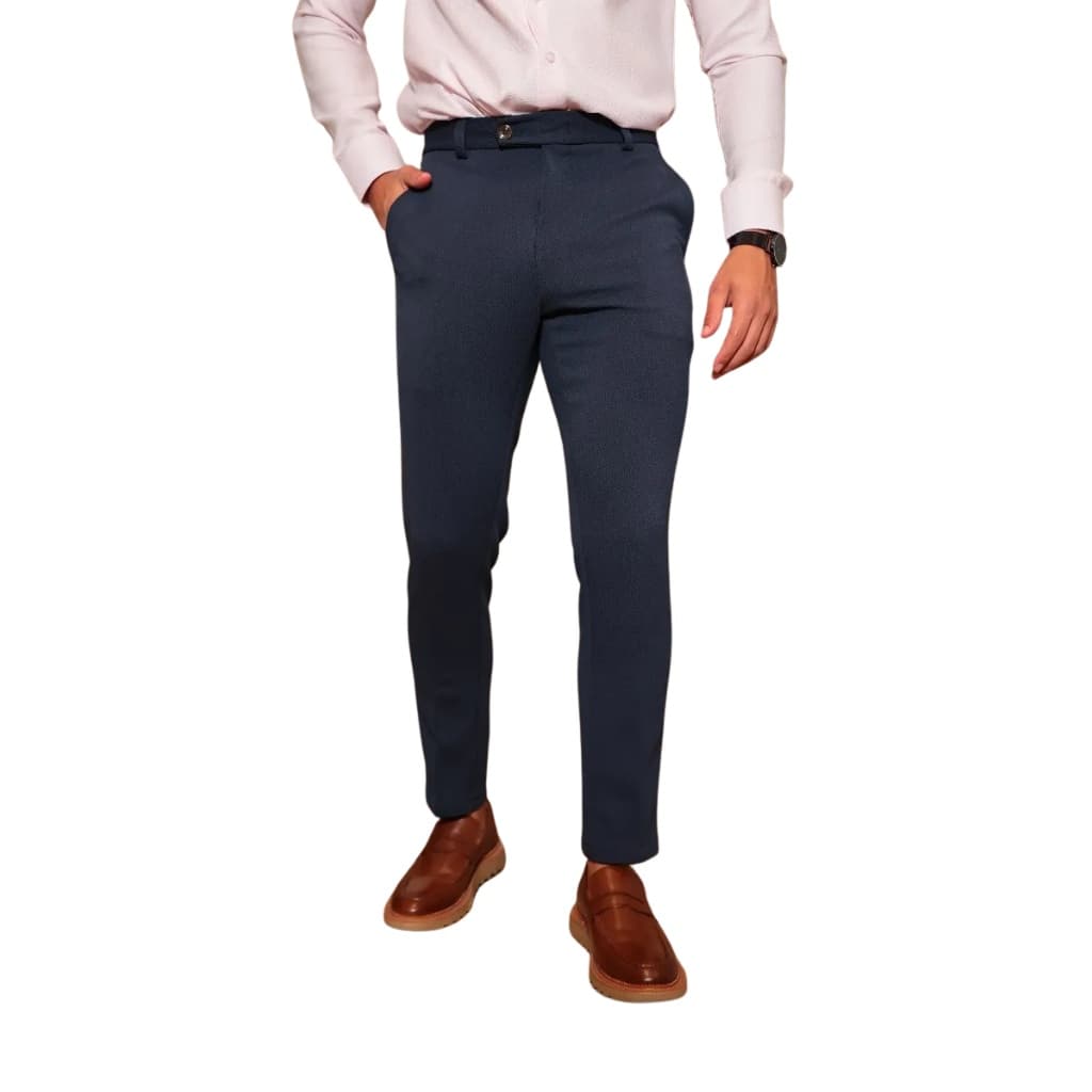 Calça Social Masculina Alfaiataria Slim Malha Com Elastano