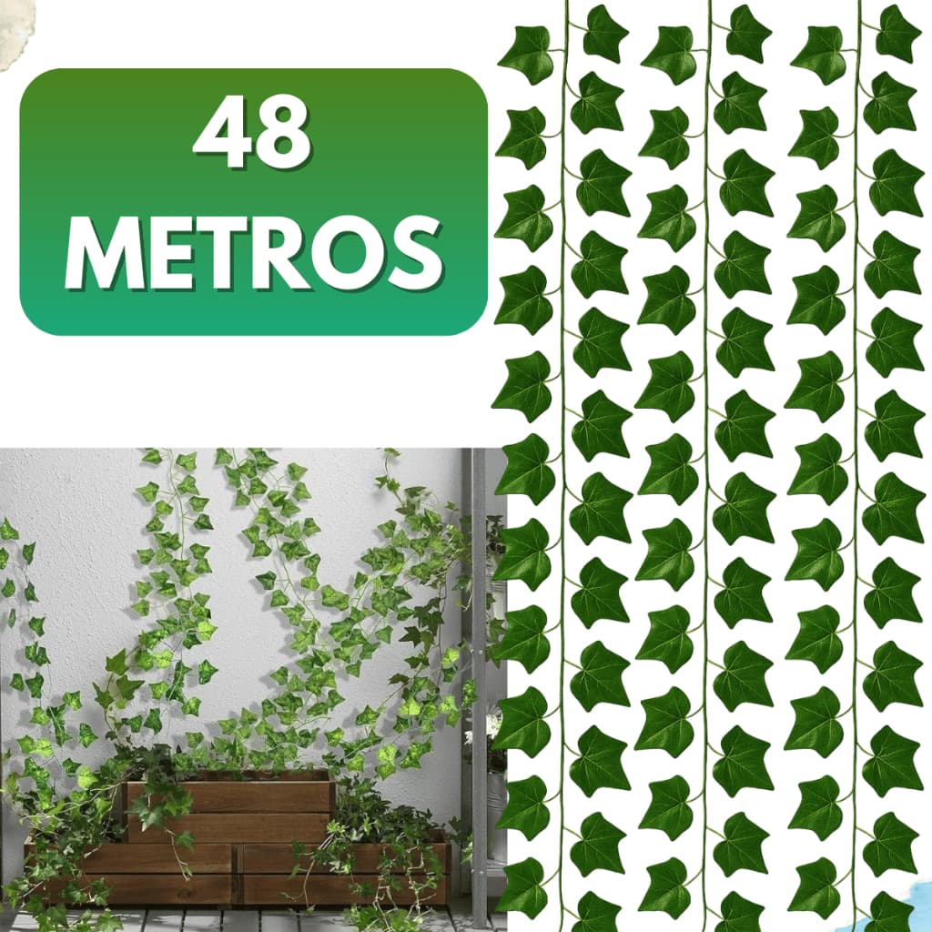 48 Metros Hera Verde Planta Artificial Trepadeira Ramas Folhagem Pendente