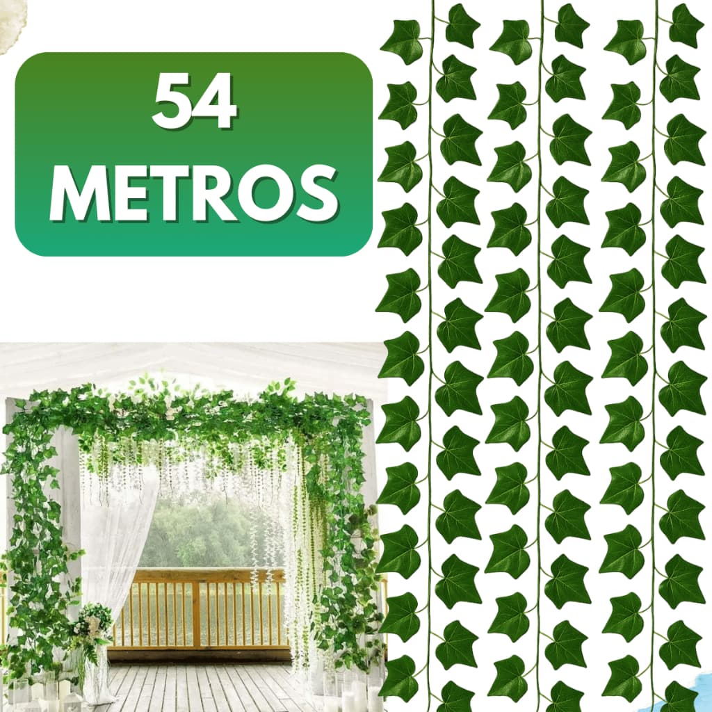 54 Metros Trepadeira Artificial Hera Corrente Folhagens Pendente Pacote Ramas Realista