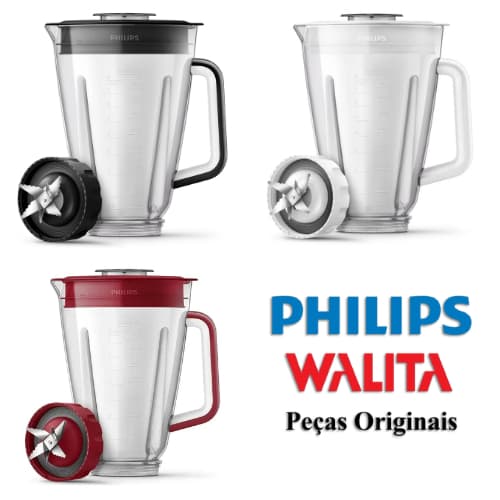 Copo Liquidificador Original Completo Philips Walita RI2240, RI2242 RI2244 Preto, Branco ou Vermelho