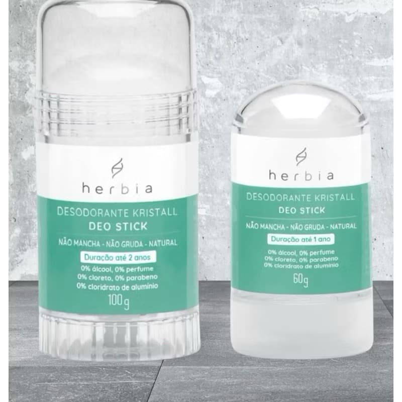 Herbia Desodorante 60 GR ou 100g Natural Stick Cristal pedra sal sem cheiro alumínio parabenos perfume vegano