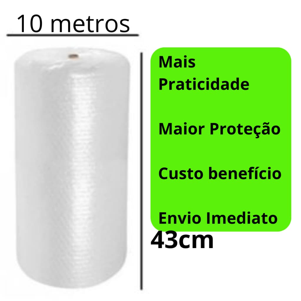 Plástico Bolha 43 cm X 10 Mts E-commerce 25 Micras Bolha Atacado
