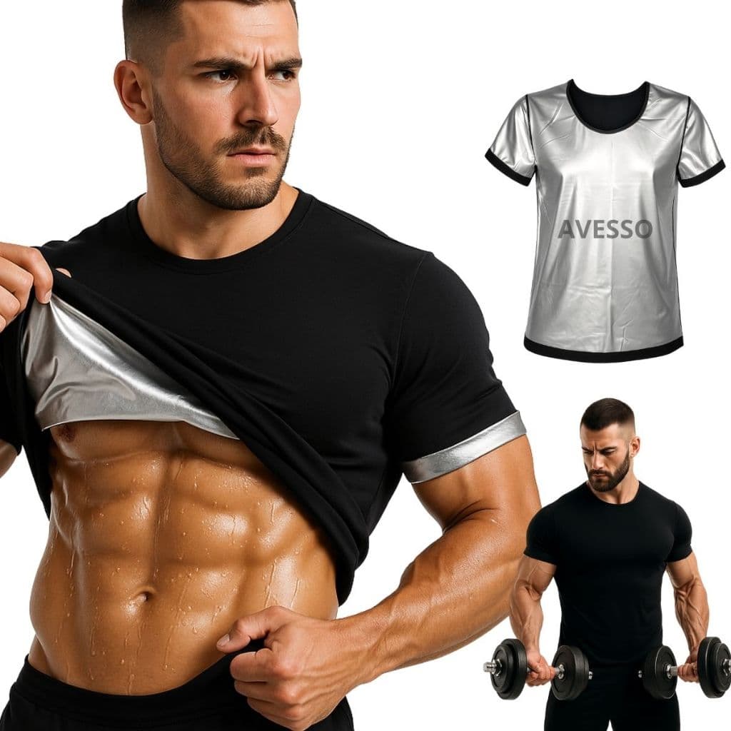 Camisa Emagrecedora Modelo com Manga Queima Gordura Efeito Sauna Fitness Camiseta Térmica Masculina