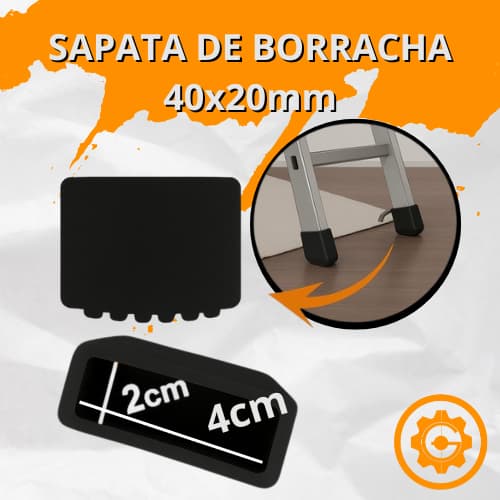Kit 4 Sapata Ponteira de Borracha 20x40mm para Escada de Alumínio Antiderrapante