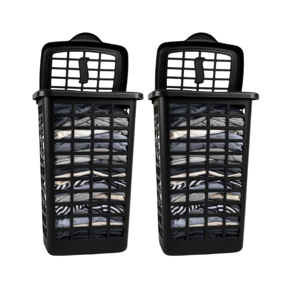 Kit 02 Cesto Telado 28 Litros Organizador de Lavandaria Roupa Quarto Preto