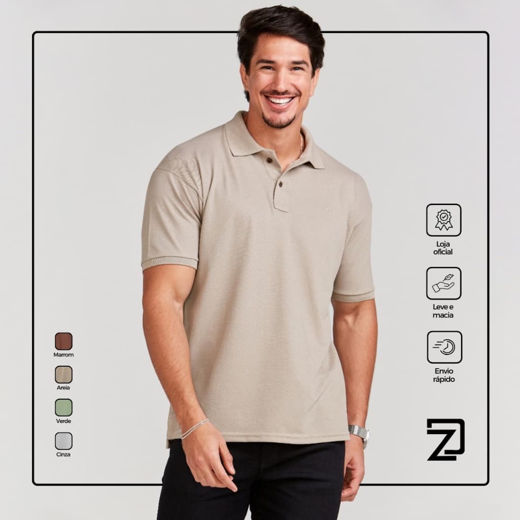Camisa Polo Masculina Algodão Piquet