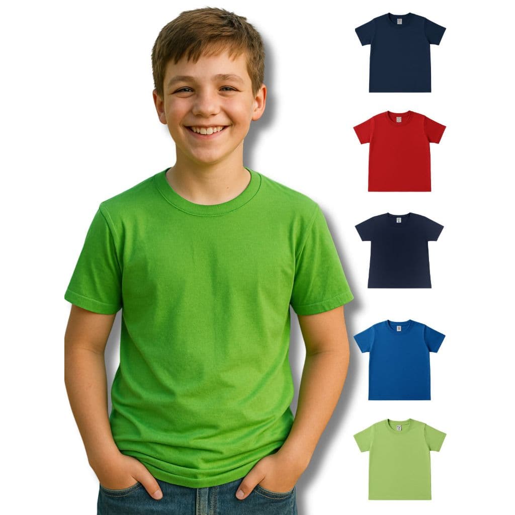 Camiseta Infantil Masculina Manga Curta 100% Algodão Lisa 2 ao 14