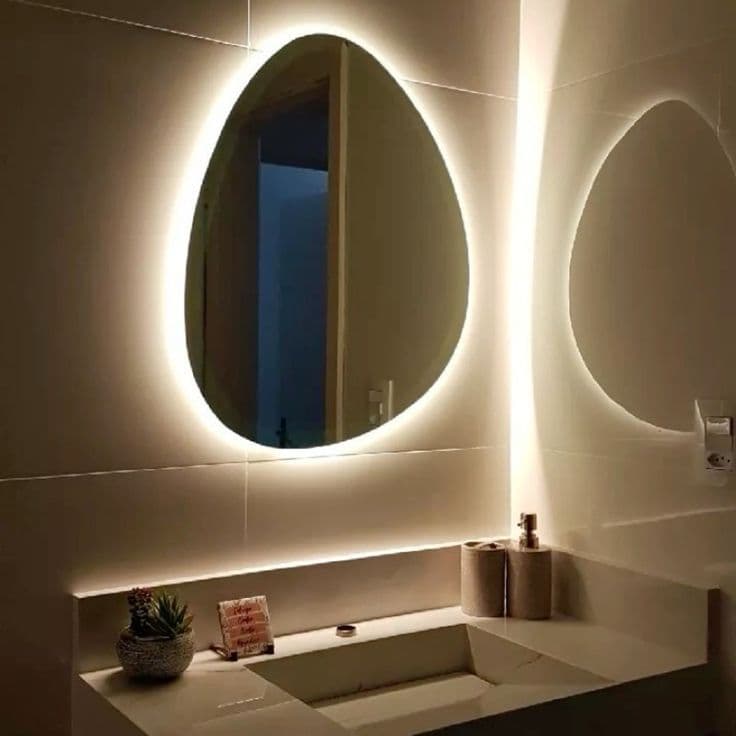 Espelho Orgânico 80x50cm com LED Integrado – Moderno para Sala, Quarto e Banheiro