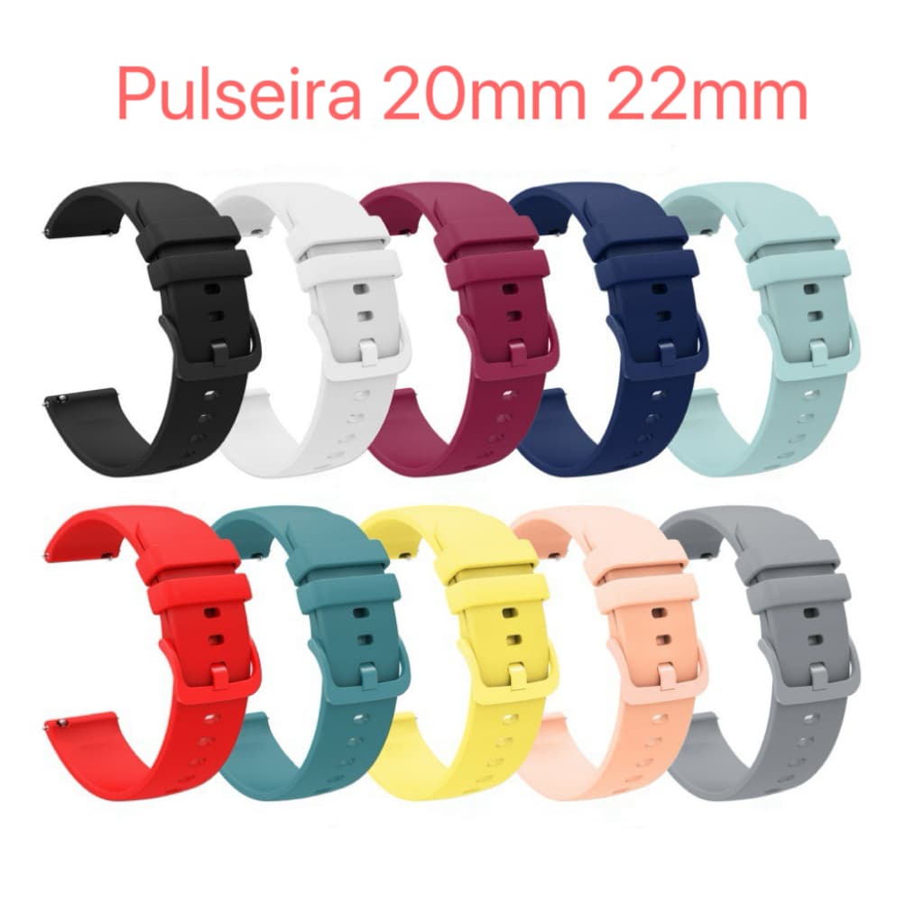 Pulseira T Silicone Universal 20mm 22mm Watch 5 Active/Lite Bip, Bip Lite, Bip S, Amazfit