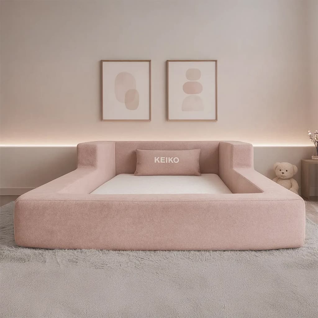 Cama Montessoriana Solteiro Aconchego 100% Espuma Rosa Keiko