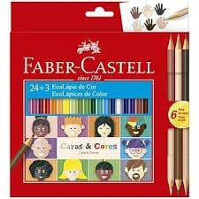 lápis de Cor Caras e Cores 24 Cores + 6 Tons de Pele, Faber-Castell