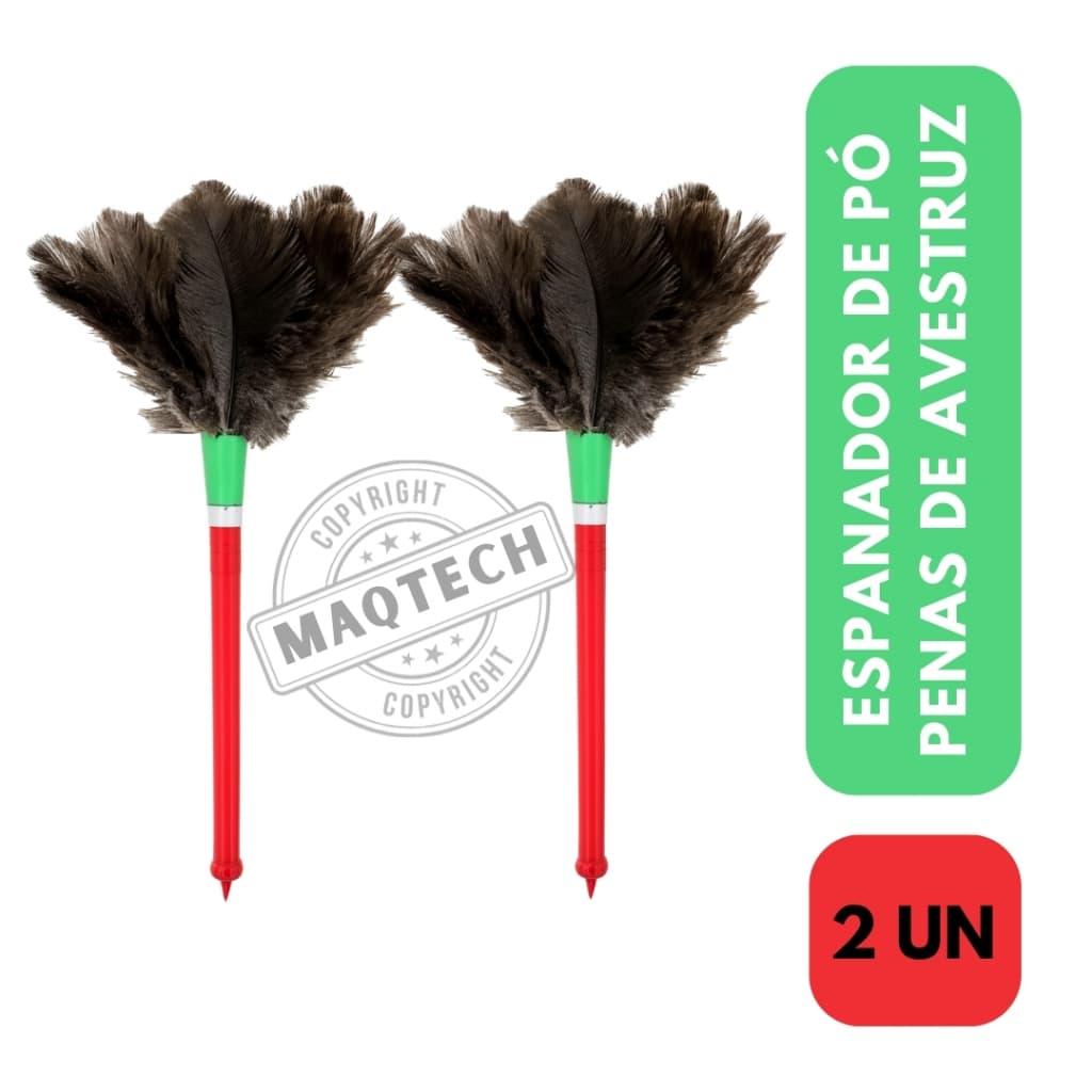 2 Espanadores de Pó com Penas Naturais de Avestruz 33 cm para Móveis Limpeza Suave Premium Multiuso