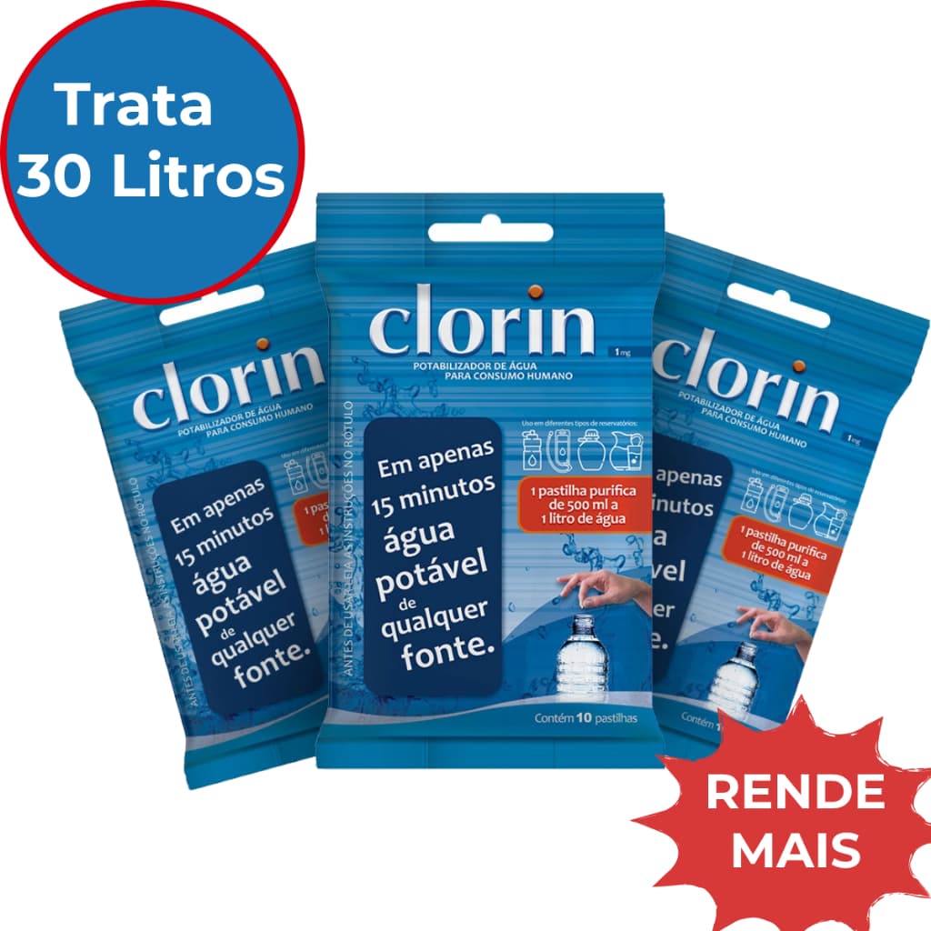 Kits de Pastilhas Purificadoras de Água com 10un cada - Clorin 1
